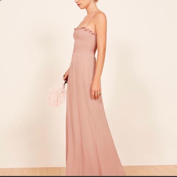 Reformation Ceylon Smocked Top Maxi Dress in Blush Pink Size XS - Picture 3 of 14